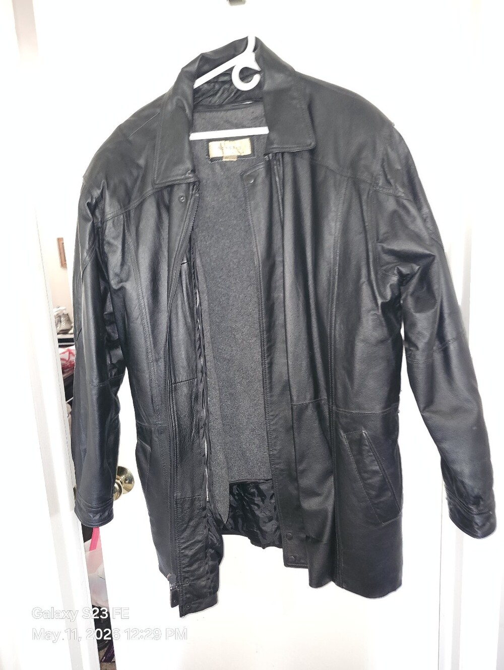DKNY Black Leather Trench Coat